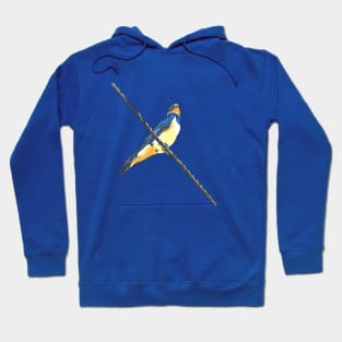 Swallow Bird On A Wire Black Outline Art Cut Out Hoodie